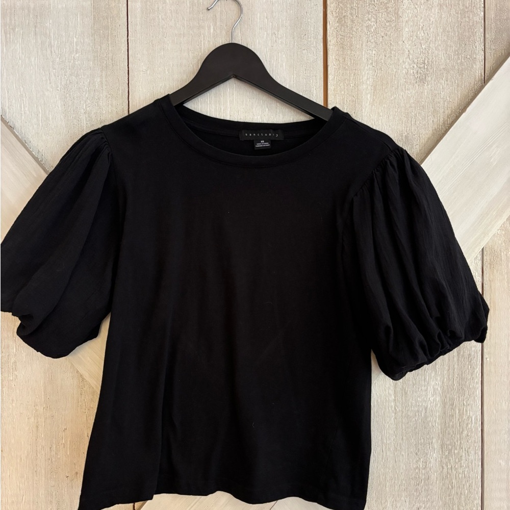 Sanctuary Black Puff Sleeve Blouse